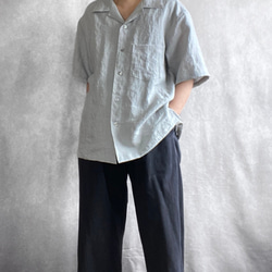 ヴィンテージライク ラミーリネン オープンカラーシャツ さらにゆったりフリーサイズ 17枚目の画像