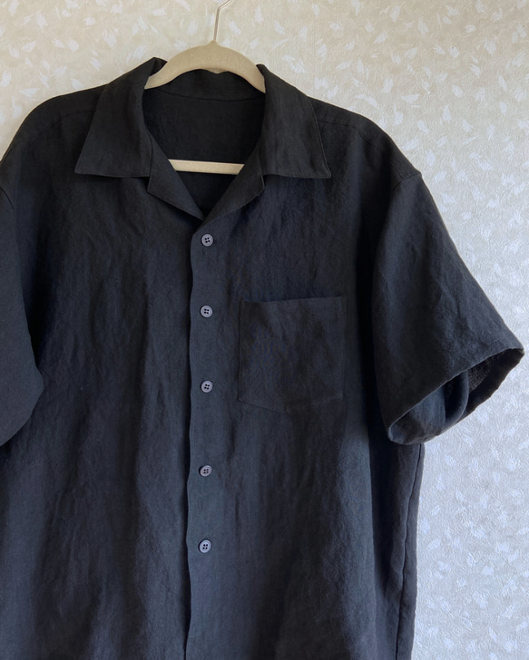 ヴィンテージライク ラミーリネン オープンカラーシャツ さらにゆったりフリーサイズ 6枚目の画像