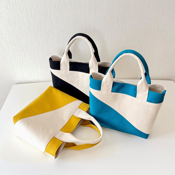 トートバッグ 帆布 キャンバス 国産帆布 軽量 弱撥水 自立 バイカラー