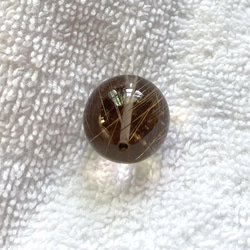 CYA 山梨県産 金針水晶 スモーキー ゴールド タイチン ルチルクォーツ 15.4mm玉 バラ　国産　現物 7枚目の画像