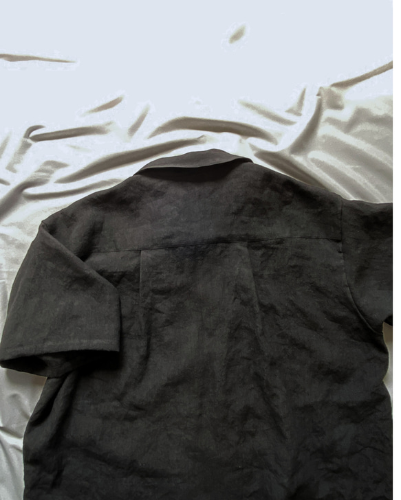 ヴィンテージライク ラミーリネン オープンカラーシャツ さらにゆったりフリーサイズ 10枚目の画像