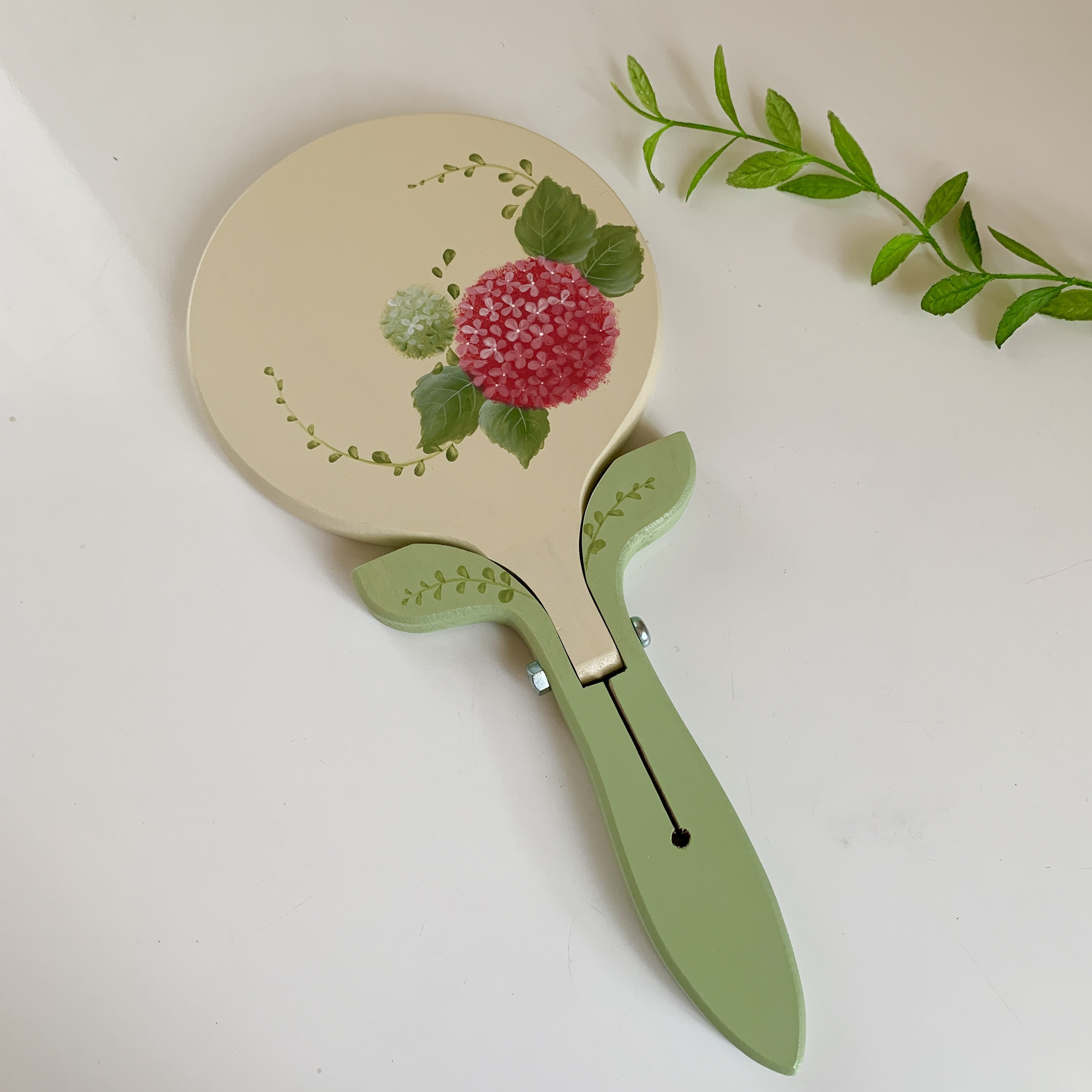 ショール 手鏡 薔薇 トールペイント