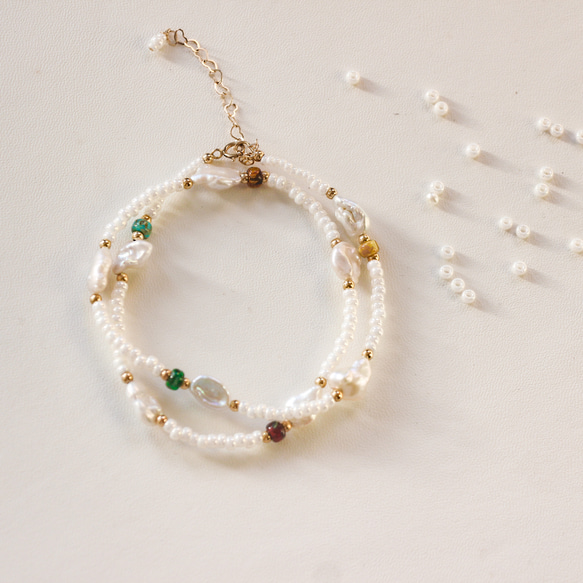 14kgf 巴洛克珍珠 古董串珠锁骨链 手鏈兩戴 客製化 第4張的照片