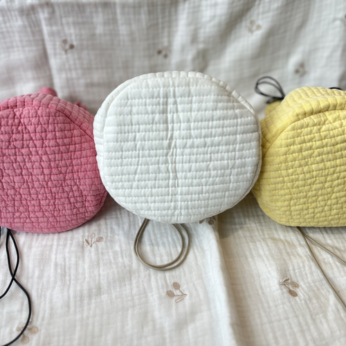 ヌビ バッグ ポーチ 底板 ハンドメイド ベージュピンク×チェリー ヌビ バッグ ポーチ 底板 ハンドメイド ベージュピンク×チェリー