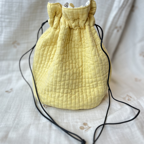 ヌビ バッグ ポーチ 底板 ハンドメイド ベージュピンク×チェリー ヌビ バッグ ポーチ 底板 ハンドメイド ベージュピンク×チェリー