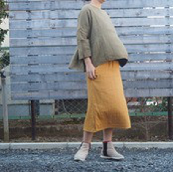 【SALE】柔らかいダブルガーゼ素材のタイトスカート サイドスリットで足長効果 13枚目の画像