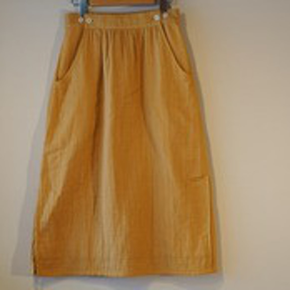 【SALE】柔らかいダブルガーゼ素材のタイトスカート サイドスリットで足長効果 7枚目の画像