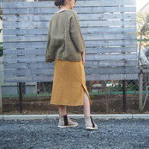 【SALE】柔らかいダブルガーゼ素材のタイトスカート サイドスリットで足長効果 20枚目の画像