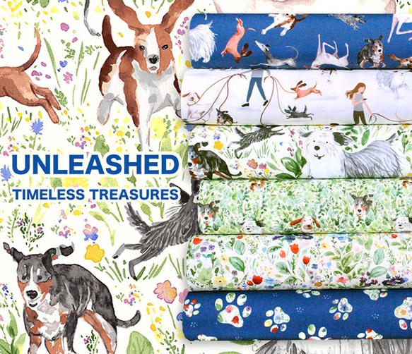 カットクロス Timeless Treasures Unleashed DOG-CD1241 Dogs in Field 7枚目の画像