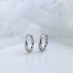 『幸せのスタートライン』天然ダイヤ付き インフィニティ ペアリング マリッジリング ステンレス 刻印  指輪 2枚目の画像