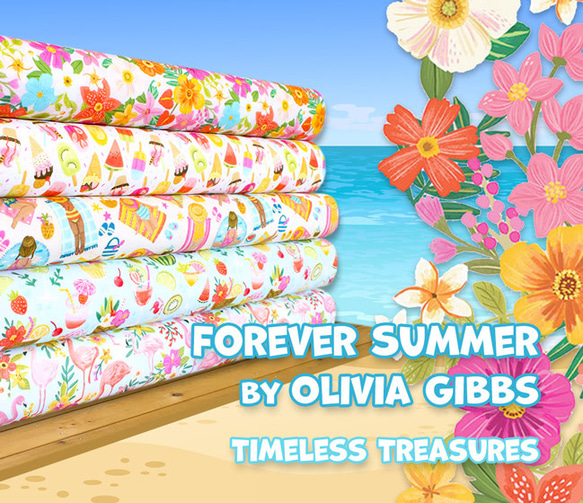 カットクロス Timeless Treasures Forever Summer Tropical Flamingos 7枚目の画像