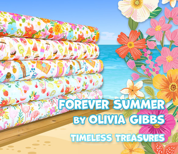 カットクロス Timeless Treasures Summer Ice Cream Cones & Popsicles 7枚目の画像