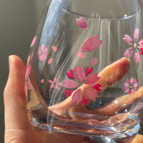 桜舞うガラスコップ ◇ サンドブラスト 切子グラス グラスアート