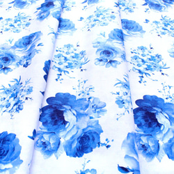 カットクロス Timeless Treasures Bluebird  Medium Flowers White 4枚目の画像