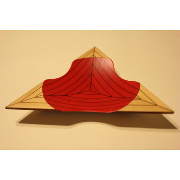TH-056　三角組皿「麻の葉日の丸」 2枚目の画像