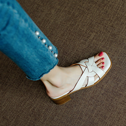サンダル レディース ダブルベルト 厚底サンダル ミュール ヒール 夏 歩きやすい 痛くない  スリッパ シューズ 革靴 2枚目の画像