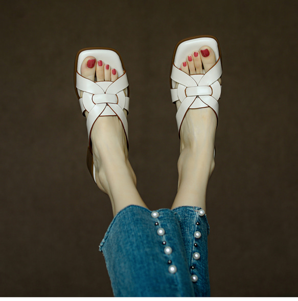 サンダル レディース ダブルベルト 厚底サンダル ミュール ヒール 夏 歩きやすい 痛くない  スリッパ シューズ 革靴 10枚目の画像