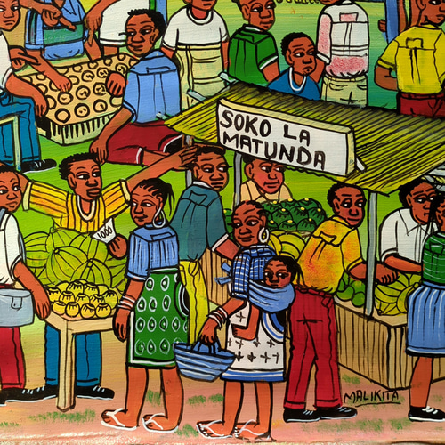 アフリカの市場の風景 絵画 アフリカの市場の風景 絵画 Market Square