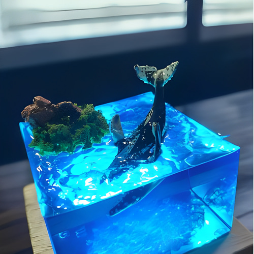 The whale dive‖（オーシャンレジンランプ）海のインテリア