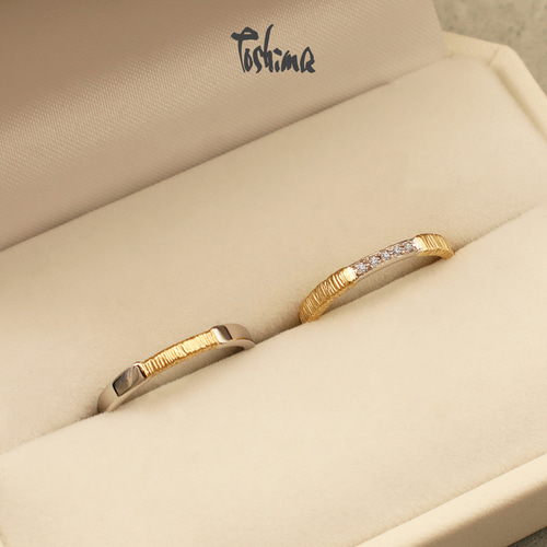 プラチナK18コンビ艶消し ペアリング マリッジリング 結婚指輪