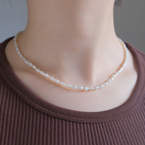 淡水パールネックレスペタルパールネックレス　NO24-919 シルバーチェーンx淡水パールネックレス | Grandma's Pearl