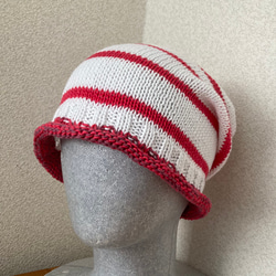 1500SALE 手編み　薄手のコットン帽子  ケア帽子　 3枚目の画像
