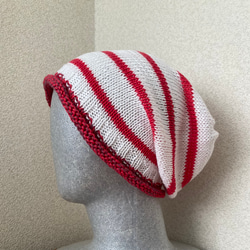 1500SALE 手編み　薄手のコットン帽子  ケア帽子　 6枚目の画像