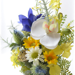【仏花】アート・蘭と桔梗、小菊のお供え花　ギフトにもお薦めです 2枚目の画像