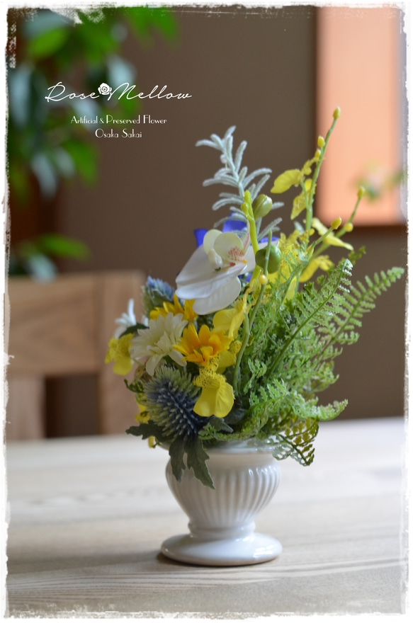 【仏花】アート・蘭と桔梗、小菊のお供え花　ギフトにもお薦めです 6枚目の画像