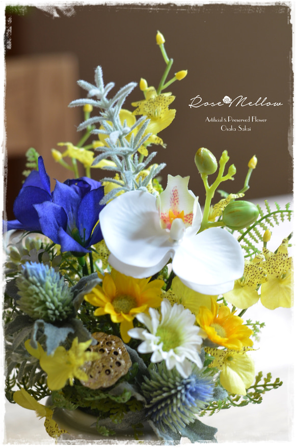 【仏花】アート・蘭と桔梗、小菊のお供え花　ギフトにもお薦めです 8枚目の画像