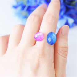 【13号・選べる組み合わせ】紫陽花カラー　シェルクリスタル　フォークリング（指輪） 13枚目の画像