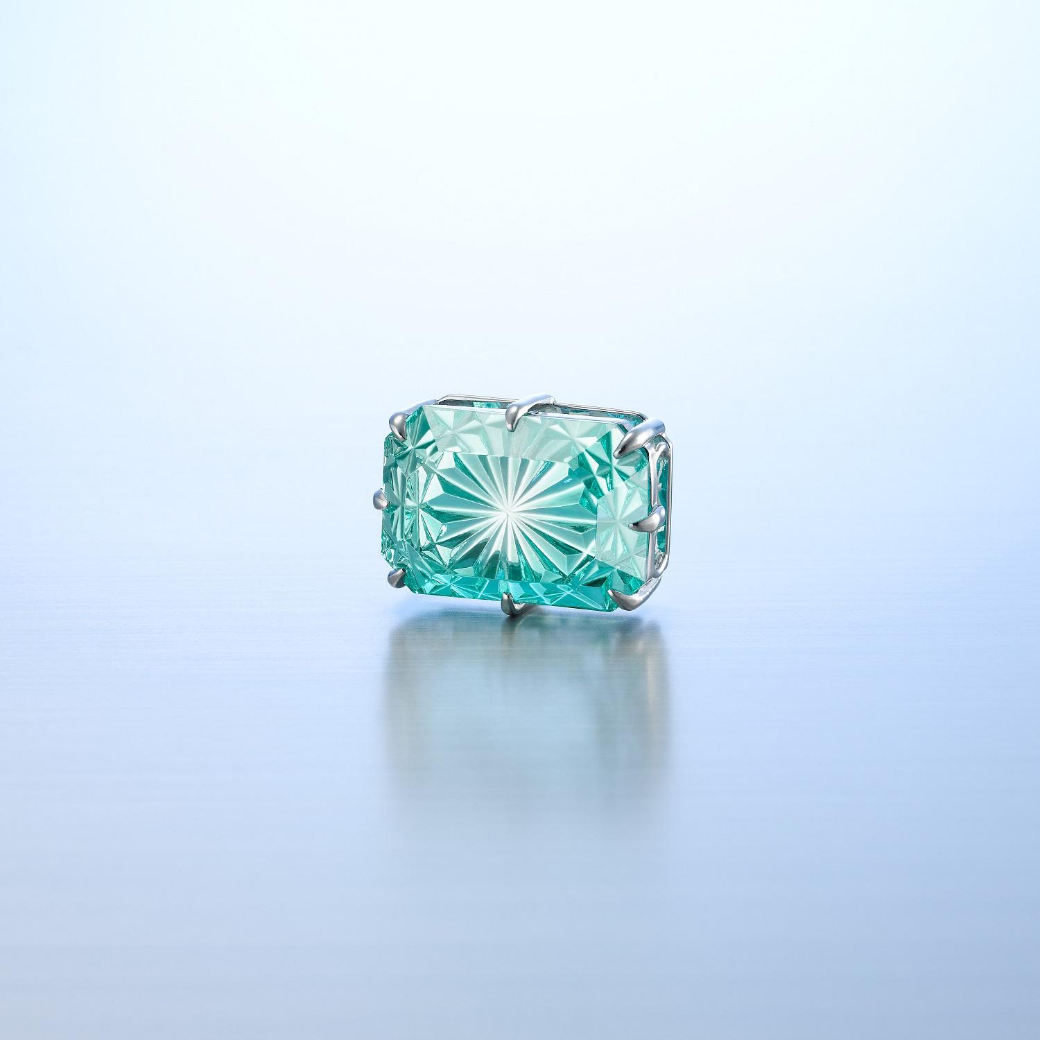 KILIKO　JEWELRY（東京切子）帯留め　菊　ピーコックグリーン