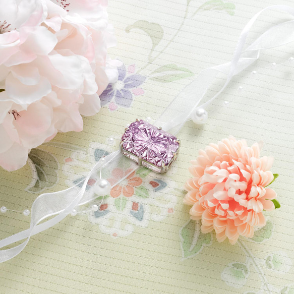 KILIKO　JEWELRY（東京切子）帯留め　菊　Amethyst KILIKO　JEWELRY 東京切子