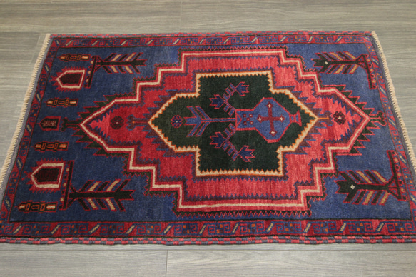 アフガニスタン　トライバルラグ　バルーチ族　部族絨毯　オールド手織り絨毯　ヴィンテージ　86x134cm　#162 9枚目の画像
