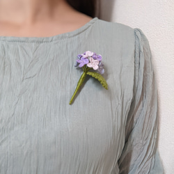紫陽花のブローチ（紫） 6枚目の画像