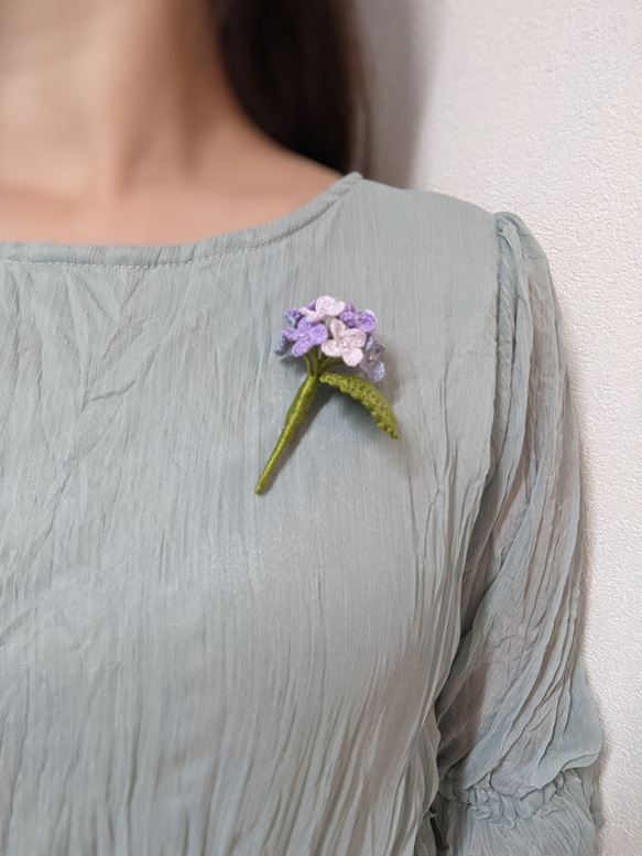 紫陽花のブローチ（紫） 6枚目の画像