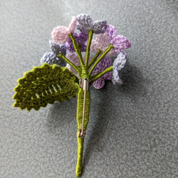 紫陽花のブローチ（紫） 4枚目の画像