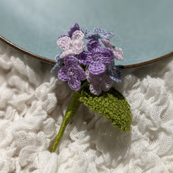 紫陽花のブローチ（紫） 3枚目の画像