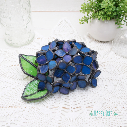 ステンドグラス ランプ⭐︎紫陽花 ハンドメイド ライト・照明