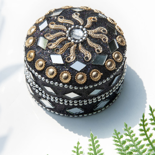 ガラススパンコール象嵌ジュエリーボックスインド宮殿スタイル