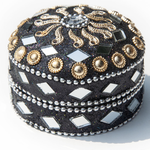 ガラススパンコール象嵌ジュエリーボックスインド宮殿スタイル