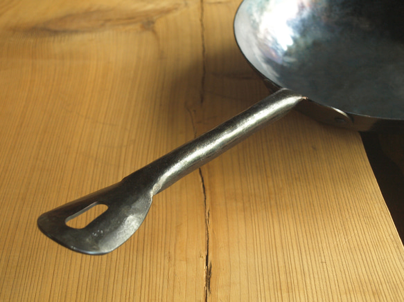 【受注生産】ＩＨ向け鍛造鉄の中華鍋打出し２５cm　極深フライパン 片手鍋 北京鍋 3枚目の画像