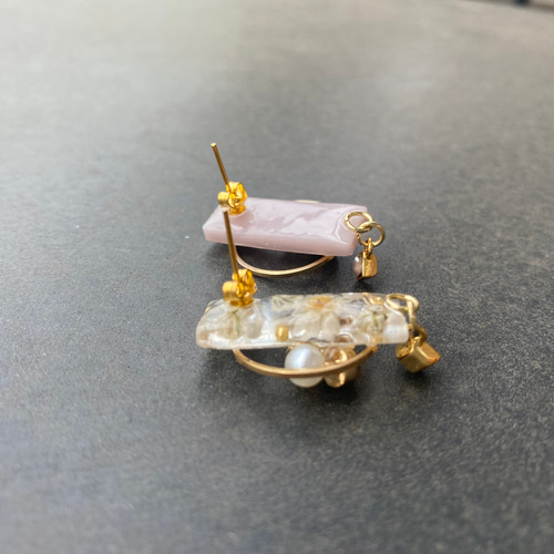 夏 ゴールド シック 大人 クリア 透明感 ~ ハンドメイド ~ ピアス