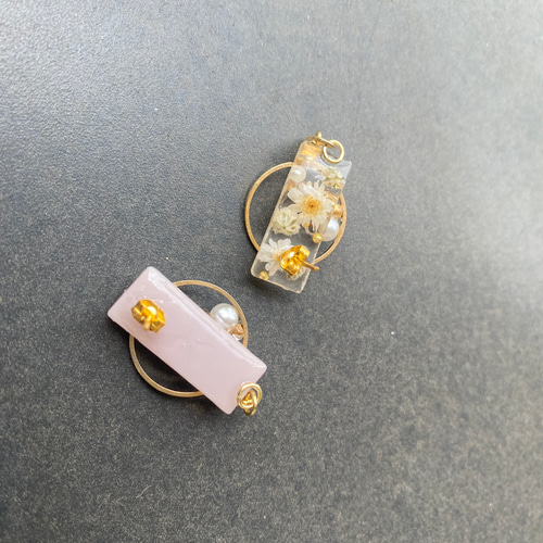 夏 ゴールド シック 大人 クリア 透明感 ~ ハンドメイド ~ ピアス