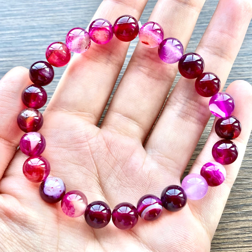 saaa様 フロスト瑪瑙☆天然石☆ブレスレット☆ハンドメイド☆ビーズ 337＊残り2点 大ぶり！レッド アンティークゴールド 大人女子