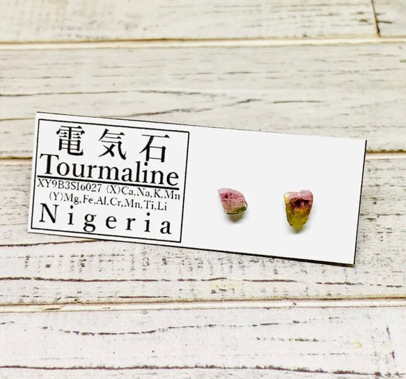 ✴︎No.310-d✴︎希少✴︎鉱物標本✴︎ ナイジェリア産 ウォーターメロントルマリンのピアス d 2枚目の画像