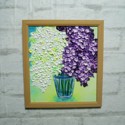 油絵 油彩 油彩画 絵 絵画 【白と紫のライラック】 絵画 HR 通販