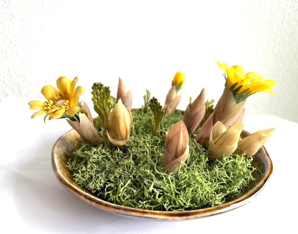 受注制作・再販】染め花・布花 福寿草（1鉢） 和洋空間のインテリア