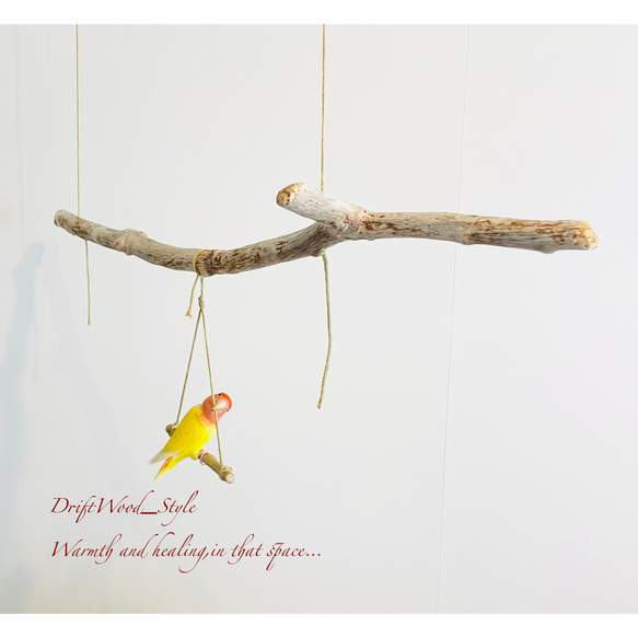 流木インテリア  大型の天然流木の小鳥の止まり木 吊り下げタイプ インコ 鳥 ブランコ 自然木 No.9 5枚目の画像