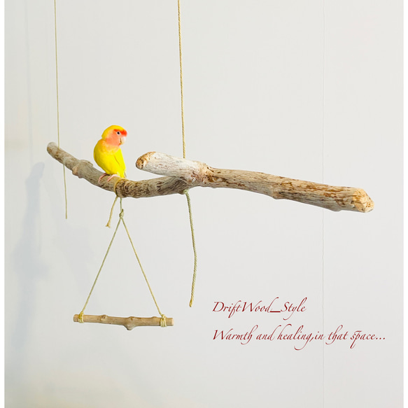 流木インテリア  大型の天然流木の小鳥の止まり木 吊り下げタイプ インコ 鳥 ブランコ 自然木 No.9 2枚目の画像